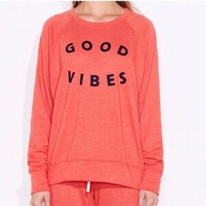Sundry Good Vibes Basic Crew Neck‎ Pullover Sweatshirt Color Poppy - Size Small